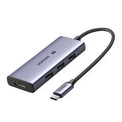 UGREEN CM500 4-in-1 Adapter USB-C to 3x USB 3.0 + HDMI2.1 8K (Grey) цена и информация | Адаптеры и USB разветвители | 220.lv