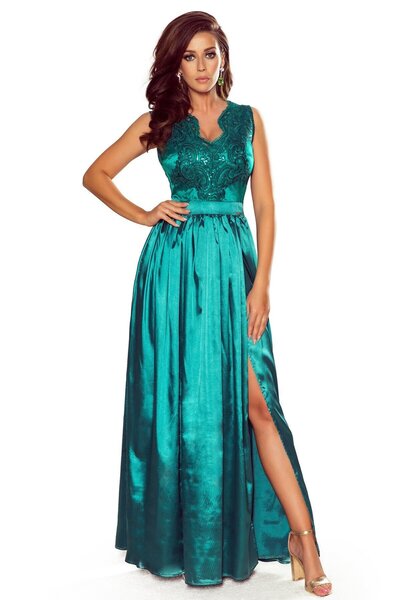 Svētku kleita Numoco Sally, gara, smaragdzaļa - NM256-1-XL cena | 220.lv