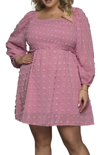 Rozā kleita ar garām piedurknēm (lieli izmēri) - LC617426-10-3XL cena |  220.lv