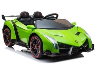 Двухместный электромобиль для детей Lamborghini Veneno, зеленый цена и информация | Электромобили для детей | 220.lv