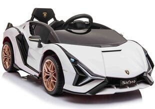 Vienvietīgs bērnu elektromobilis Lamborghini Sian, balts цена и информация | Электромобили для детей | 220.lv