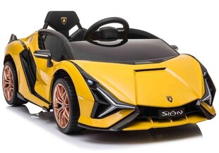 Vienvietīgs bērnu elektromobilis Lamborghini Sian, dzeltens цена и информация | Электромобили для детей | 220.lv