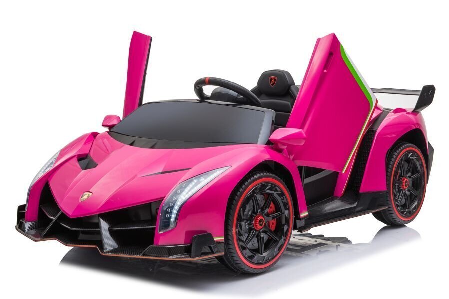 Divvietīgs elektromobilis bērniem Lamborghini Veneno, rozā cena un informācija | Bērnu elektroauto | 220.lv