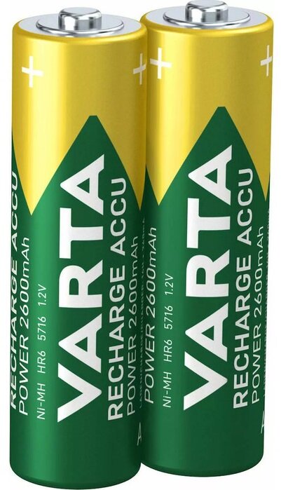 Varta Recharge Accu Power AA (HR6) uzlādējamās baterijas, 2600mAh, 2 gab. cena un informācija | Baterijas | 220.lv