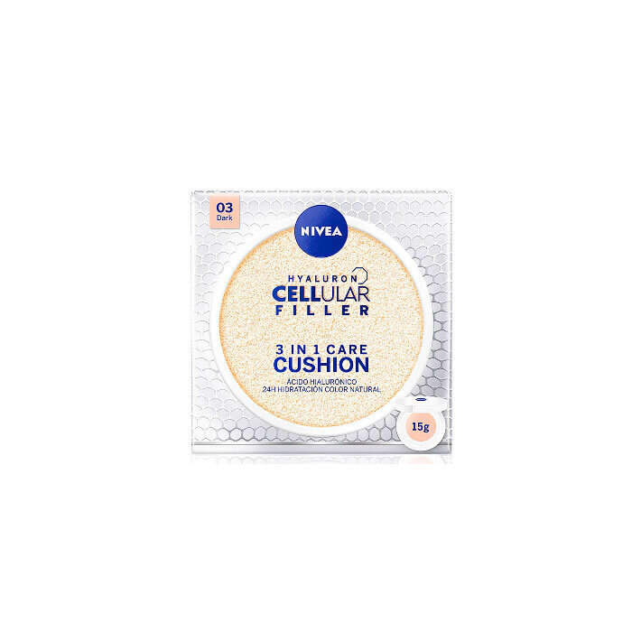 Grima bāzes krēms Nivea Hyaluron Cellular Care Cushion 3-vienā (15 g) цена и информация | Grima bāzes, tonālie krēmi, pūderi | 220.lv