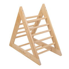 KiddyMoon koka Pikler kāpšanas trīsstūris bērniem Montessori, dabisks cena un informācija | Slidkalniņi, kāpšanas konstruktori | 220.lv