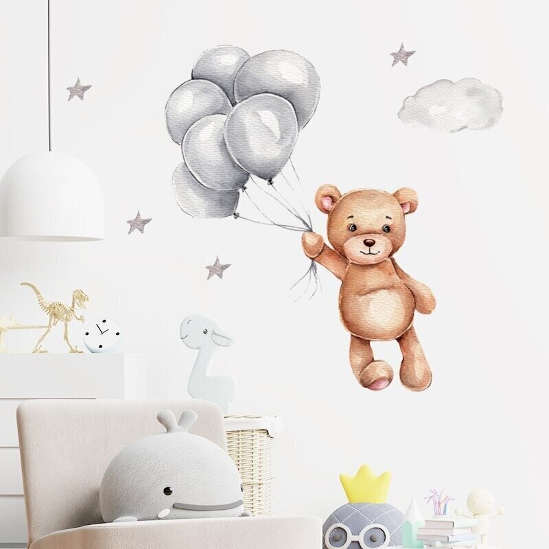Bērnu sienas uzlīmes Lācītis ar baloniem cena un informācija | Dekoratīvās uzlīmes | 220.lv