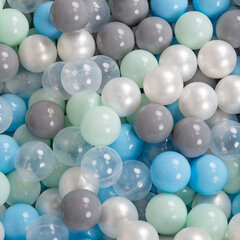 Детская площадка с квадратным бассейном для шариков KiddyMoon Foam (200 шариков), Версия 4, темно-голубой: белый/серый/мятный цвет цена и информация | Игрушки для малышей | 220.lv