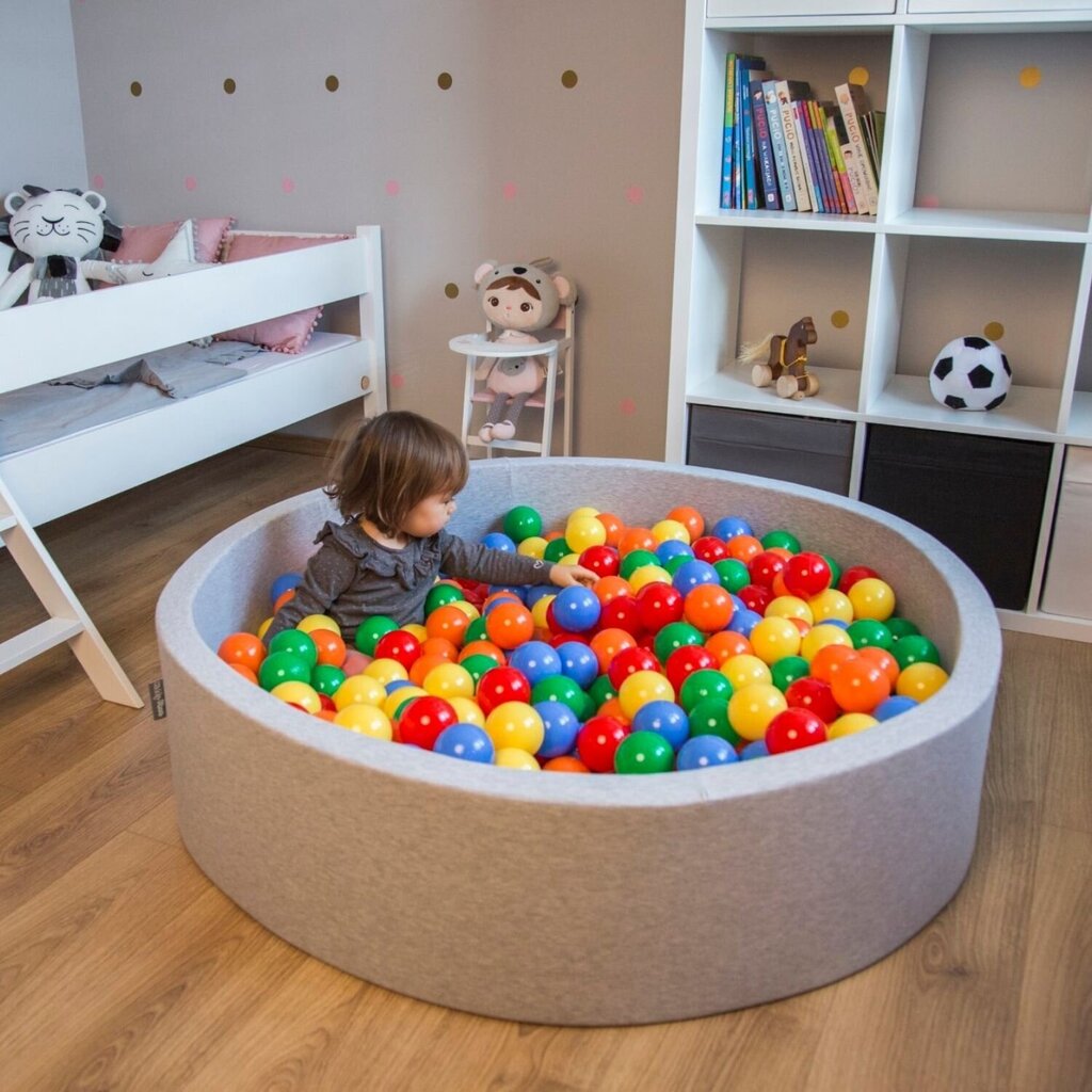 KiddyMoon Baby kvadrātveida bumbu baseins bērniem 120x30 cm/1000 bumbiņas ∅ 7cm cena un informācija | Rotaļlietas zīdaiņiem | 220.lv