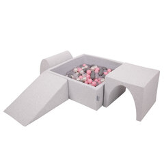 Детская площадка с квадратным бассейном для шариков KiddyMoon Foam (200 шариков), Версия 2, светло-серый: перламутровый/серый/прозрачный/розовая пудра цена и информация | Игрушки для малышей | 220.lv