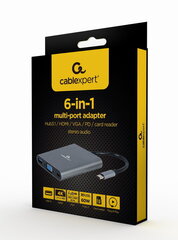 Адаптер портов GEMBIRD A-CM-COMBO6-01 цена и информация | Адаптеры и USB разветвители | 220.lv