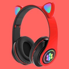 Беспроводные наушники Rgb со светодиодными кошачьими ушками, CXT-B39, красные цена и информация | Наушники с микрофоном Asus H1 Wireless Чёрный | 220.lv