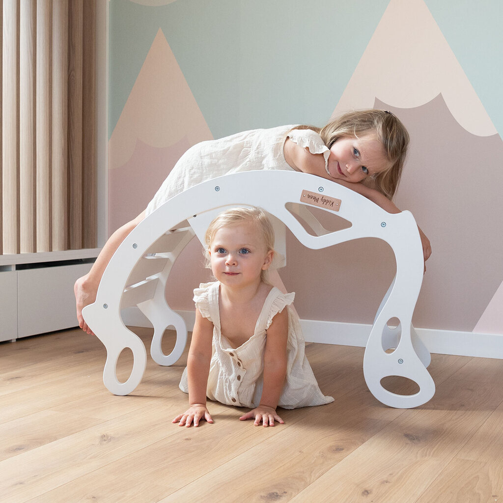 KiddyMoon bērnu koka šūpuļkrēsls Montessori WR-001, Melns cena un informācija | Šūpoles | 220.lv