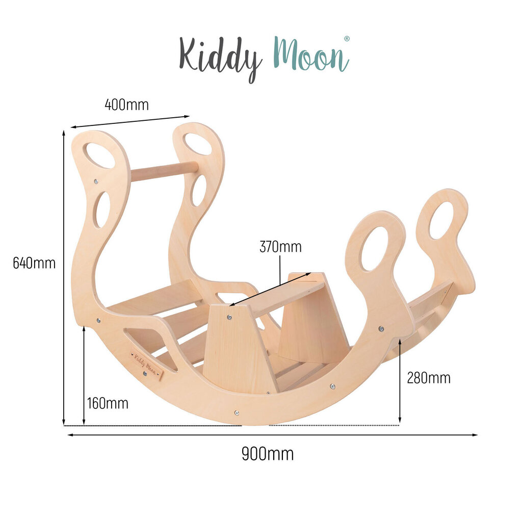 KiddyMoon bērnu koka šūpuļkrēsls Montessori WR-001, Melns цена и информация | Šūpoles | 220.lv