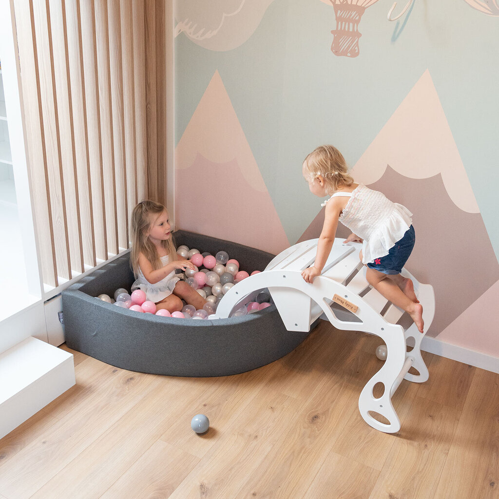 KiddyMoon bērnu koka šūpuļkrēsls Montessori WR-001, Melns cena un informācija | Šūpoles | 220.lv