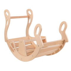 KiddyMoon bērnu koka šūpuļkrēsls Montessori WR-001, Dabisks cena un informācija | Šūpoles | 220.lv