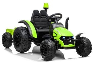 Одноместный электрический трактор HZB-200 с прицепом, зелёный цена и информация | Электромобили для детей | 220.lv