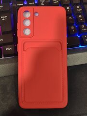 Card Case silicone wallet case with card holder documents for Samsung Galaxy S21 5G red цена и информация | Чехлы для телефонов | 220.lv