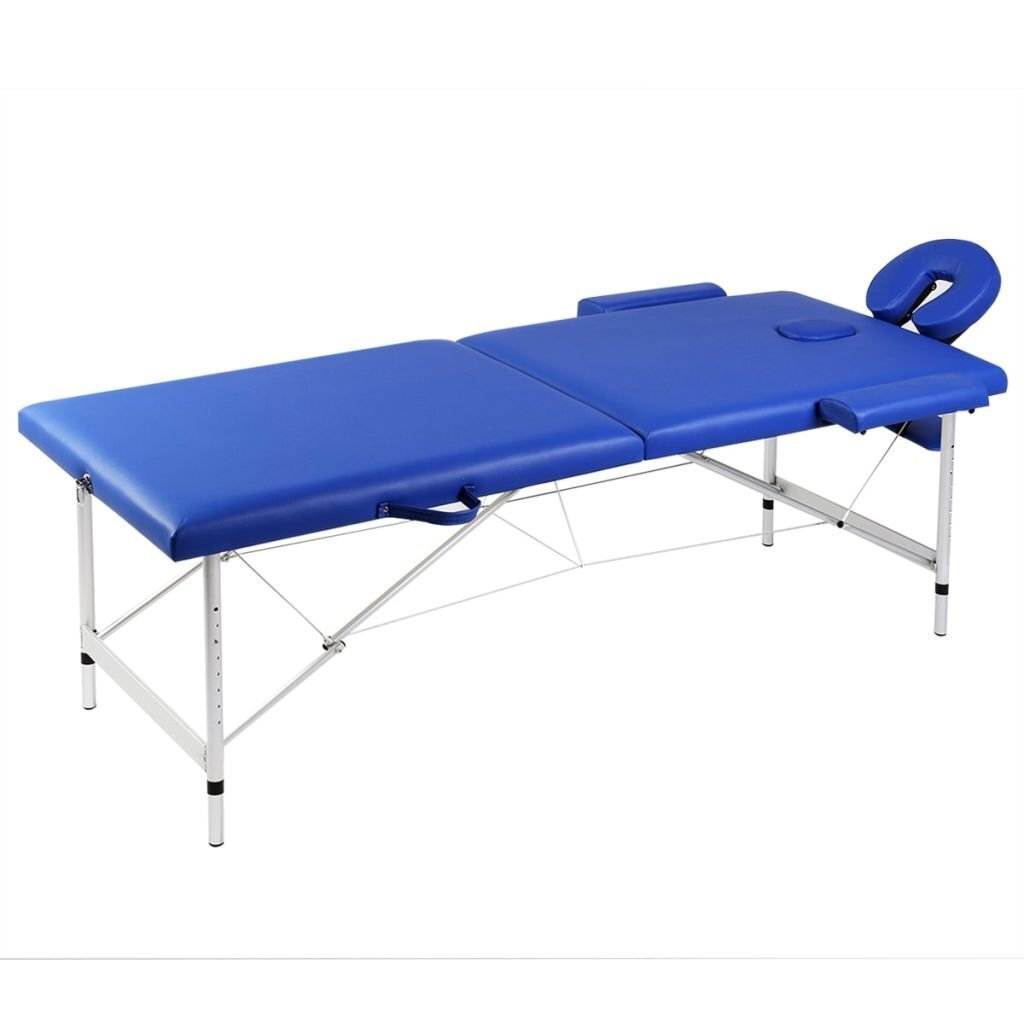 Salokāms masāžas galds ar alumīnija rāmi, 2 zonu, zils cena un informācija | Masāžas piederumi | 220.lv
