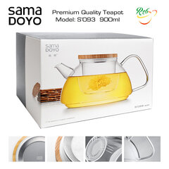 SAMADOYO Заварочный чайник со стеклянным фильтром, S093, Premium класса, 900 мл цена и информация | Стаканы, фужеры, кувшины | 220.lv