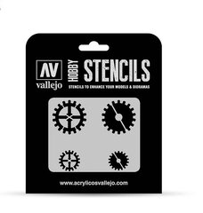 Gear Markings ST-SF001 Vallejo Hobby Stencils цена и информация | Аппликации, декорации, наклейки | 220.lv