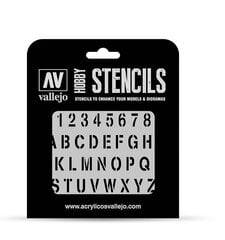 Stamp Font ST-LET002 Vallejo Hobby Stencils цена и информация | Аппликации, декорации, наклейки | 220.lv