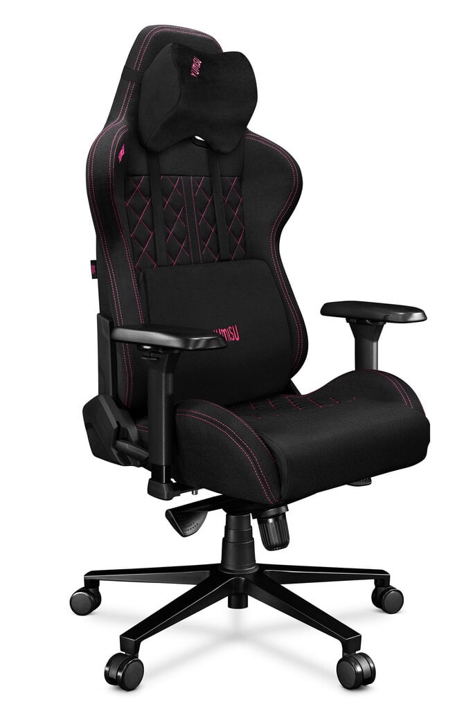 Datora krēsls Yumisu 2050 spēlētājiem, auduma apdare, melns – rozā cena un informācija | Biroja krēsli | 220.lv