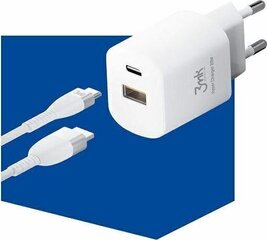 Сетевая зарядка 3MK HyperCharger 20W 1xUSB-C + 1xUSB-A PD/QC, белая цена и информация | Зарядные устройства для телефонов | 220.lv