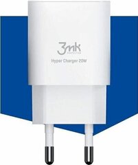 Сетевая зарядка 3MK HyperCharger 20W 1xUSB-C + 1xUSB-A PD/QC, белая цена и информация | Зарядные устройства для телефонов | 220.lv