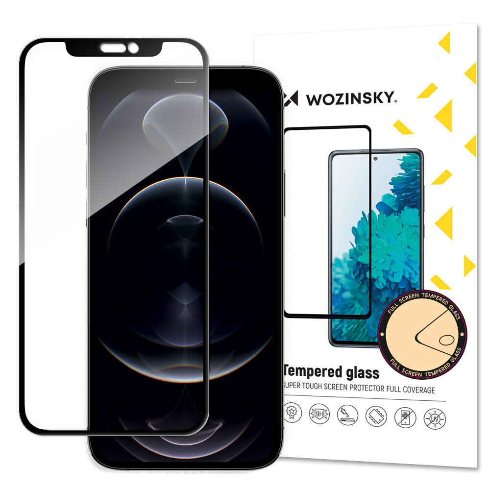 LCD aizsargstikls Wozinsky 5D pielāgots Apple iPhone 13 mini, melns cena un informācija | Ekrāna aizsargstikli | 220.lv