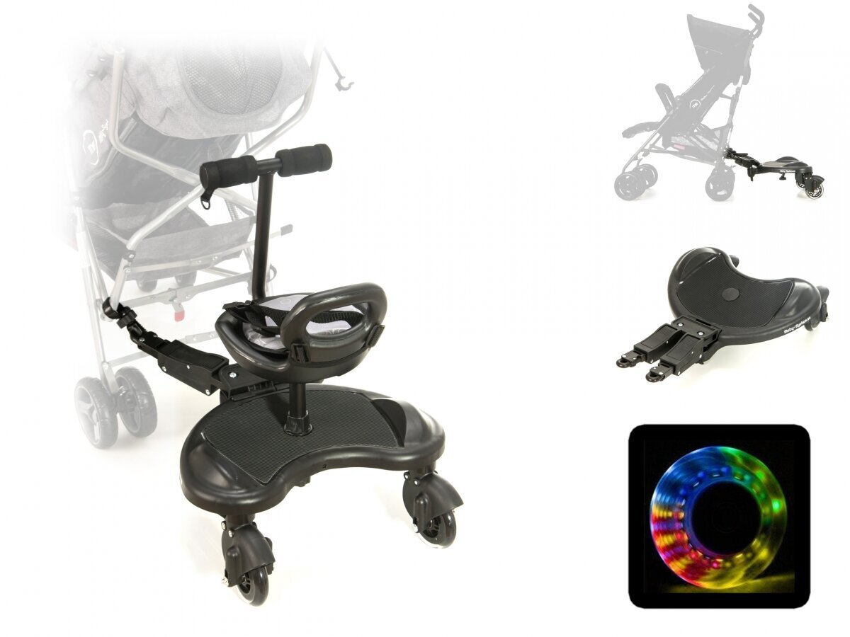 Papildu platforma Mr. Buggy ar sēdekli bērnu ratiņiem, ar LED apgaismotiem riteņiem cena un informācija | Bērnu aksesuāri | 220.lv
