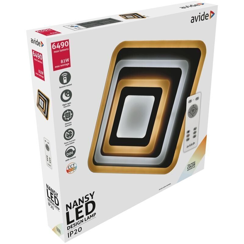 LED griestu lampa ar tālvadības pulti, AVIDE Nansy, 82W cena un informācija | Griestu lampas | 220.lv