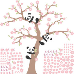 Interjera uzlīme - Pandas uz sakuras цена и информация | Декоративные наклейки | 220.lv
