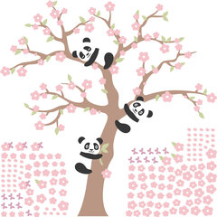 Interjera uzlīme - Pandas uz sakuras cena un informācija | Dekoratīvās uzlīmes | 220.lv