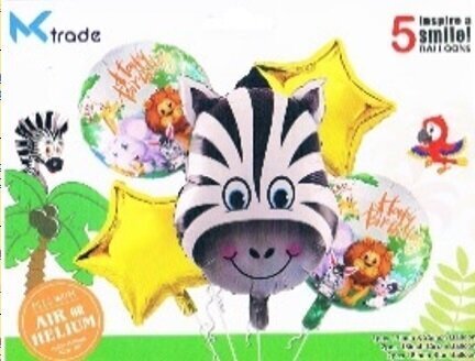 Folija baloni dzīvnieki, zebras zvaigzne, 5 gab. cena un informācija | Baloni | 220.lv