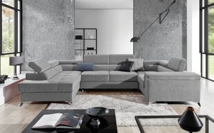 Stūra dīvāns NORE Thiago, gaiši pelēks cena un informācija | Stūra dīvāni | 220.lv