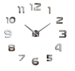 Liels sienas pulkstenis 80-120cm, sudrabs cena un informācija | Pulksteņi | 220.lv