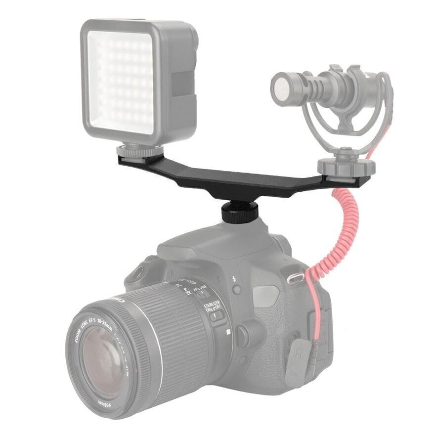 Dubultais turētājs ar gaismas avotu uz kameras cena un informācija | Apgaismojums fotografēšanai | 220.lv