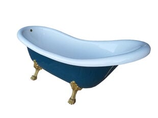 Brīvi stāvoša vanna RETRO ROSA, zila, 180 cm, Klik-klak + sifons, kompozīts цена и информация | Ванны | 220.lv