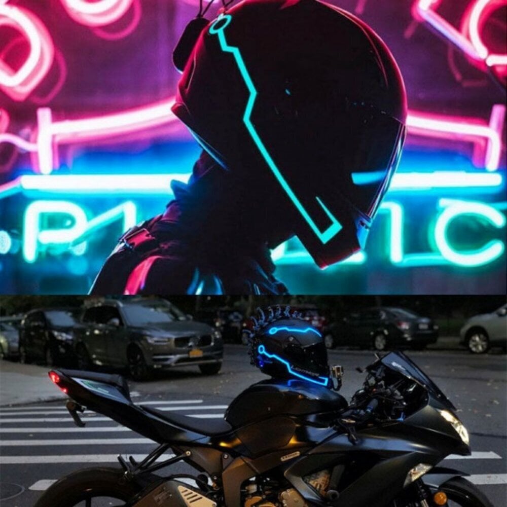 LED lente motocikla ķiverei, dzeltena cena un informācija | Moto ķiveres | 220.lv