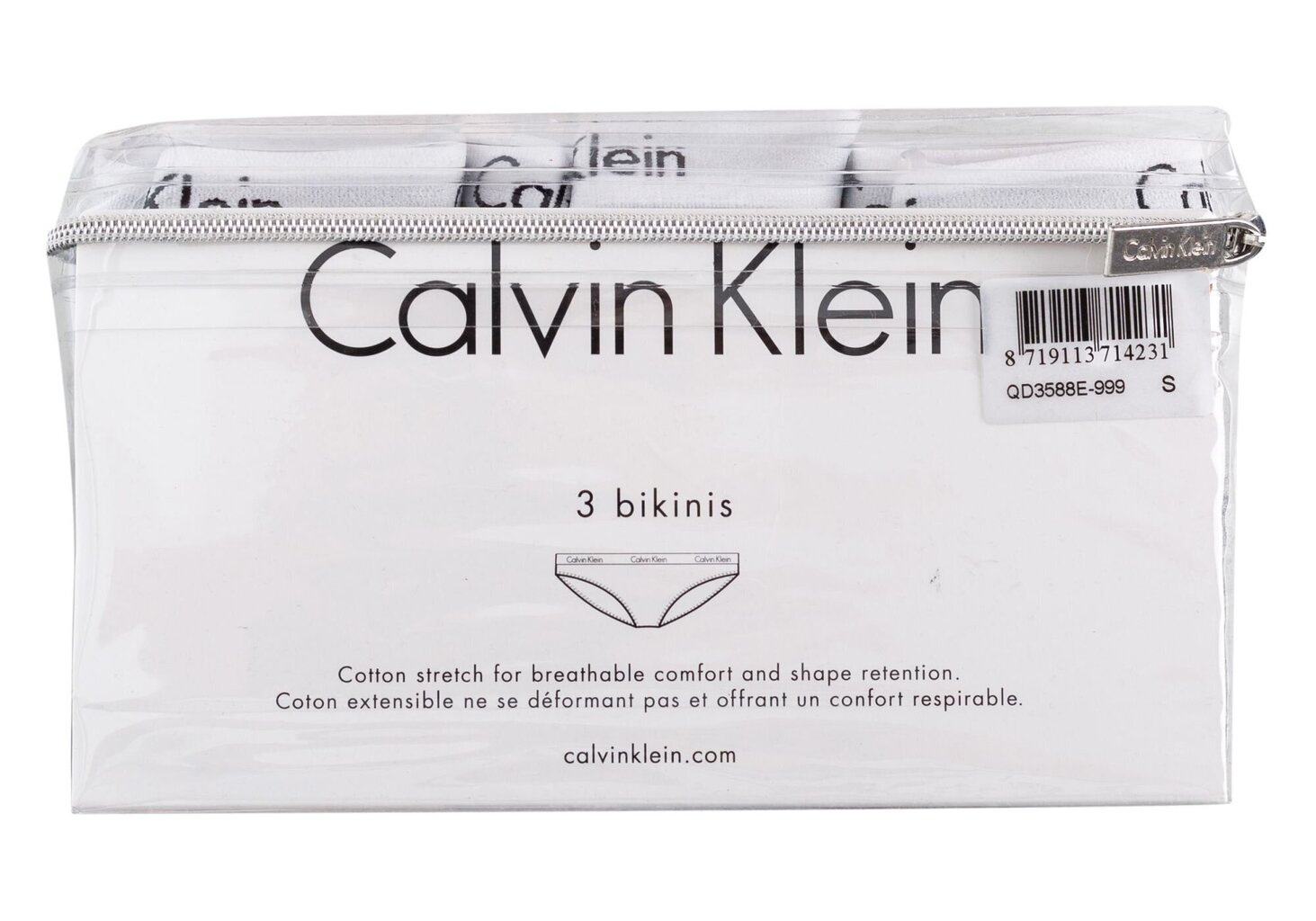 Bikini biksītes sievietēm Calvin Klein, 3 pāri, melnas/baltas/pelēkas QD3588E 999 14829 cena un informācija | Sieviešu biksītes | 220.lv