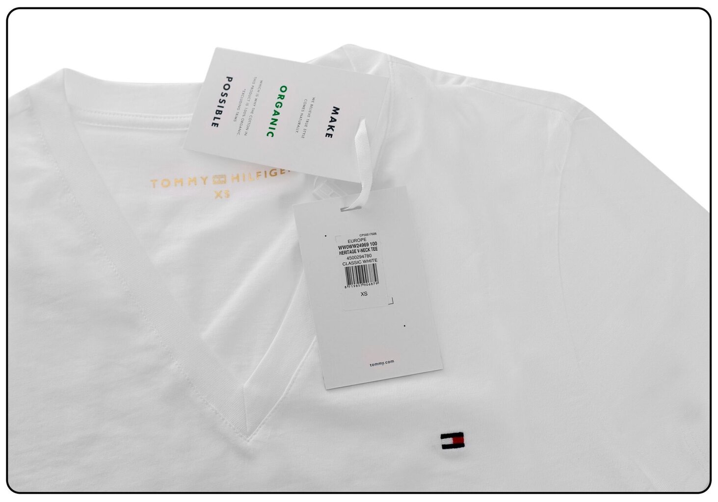 T-krekls Tommy Hilfiger Heritage V-neck Tee White WW0WW24969 100 19084 cena un informācija | T-krekli sievietēm | 220.lv