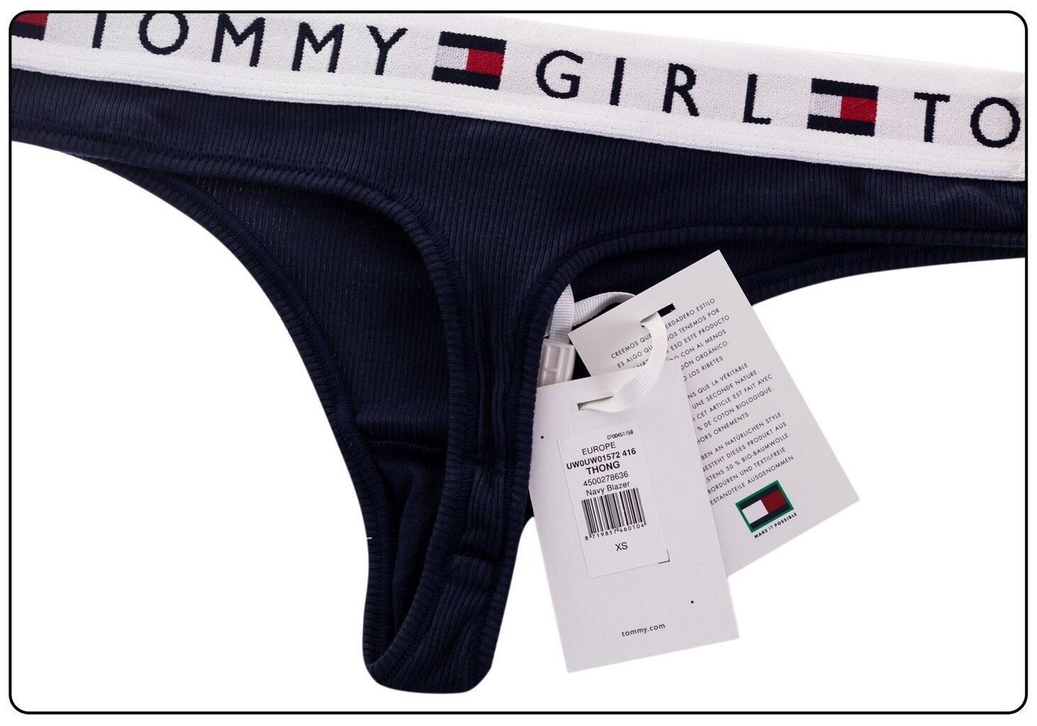 Stringu biksītes sievietēm Tommy Hilfiger THONG NAVY UW0UW01572 416 19911 цена и информация | Sieviešu biksītes | 220.lv