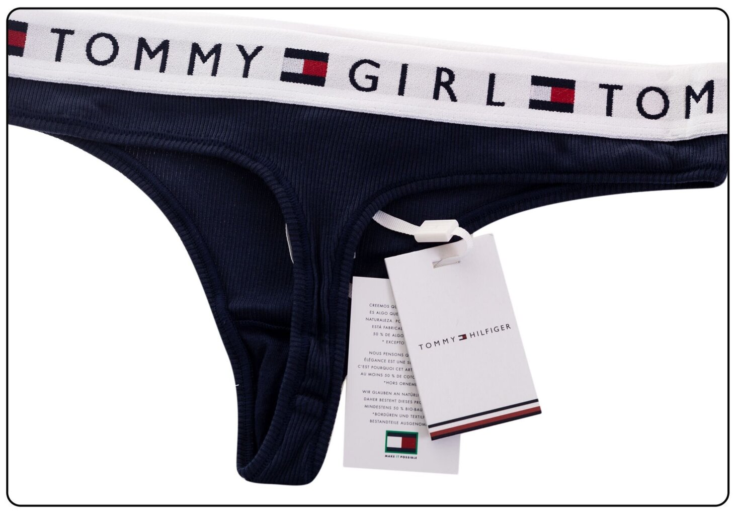 Stringu biksītes sievietēm Tommy Hilfiger THONG NAVY UW0UW01572 416 19911 cena un informācija | Sieviešu biksītes | 220.lv