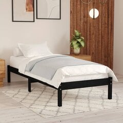 vidaXL gultas rāmis, melns, priedes masīvkoks, 90x190 cm цена и информация | Кровати | 220.lv