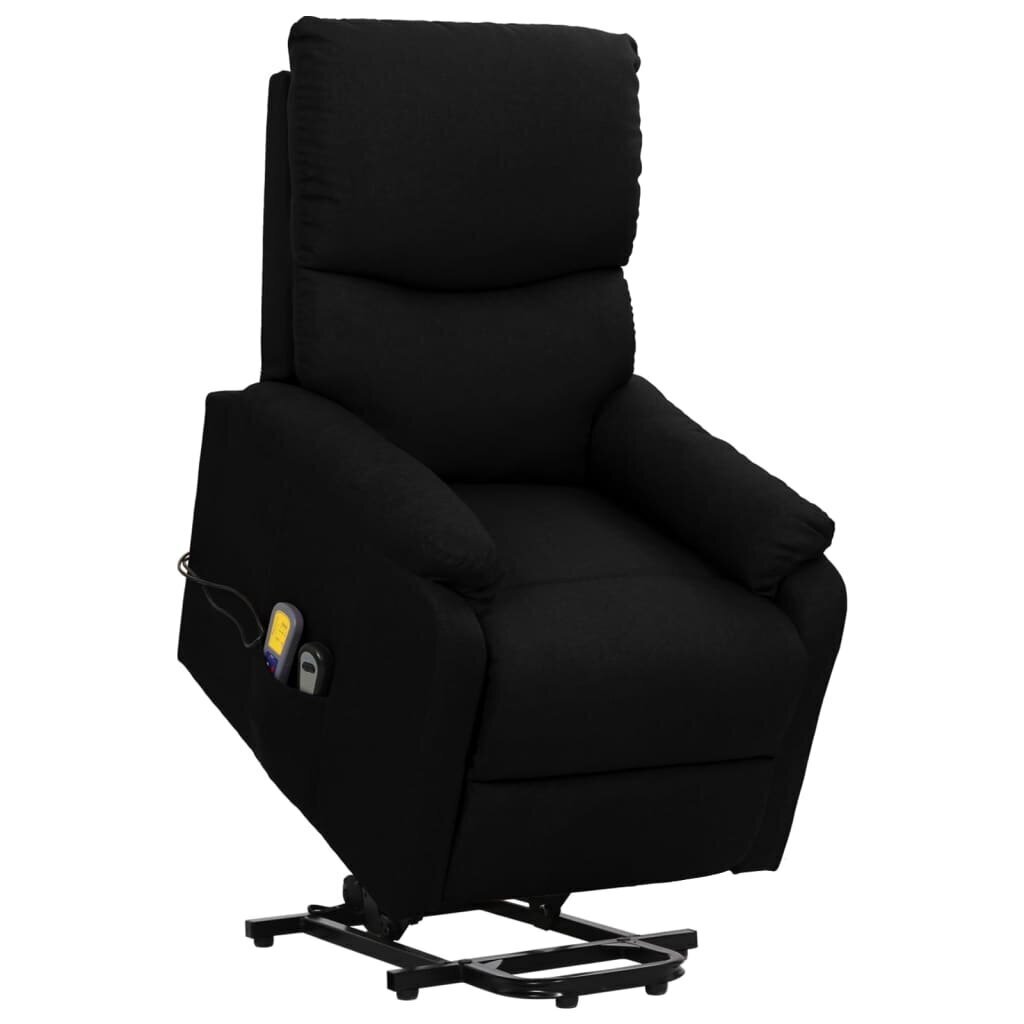 vidaXL masāžas krēsls, paceļams, melns audums цена и информация | Atpūtas krēsli | 220.lv