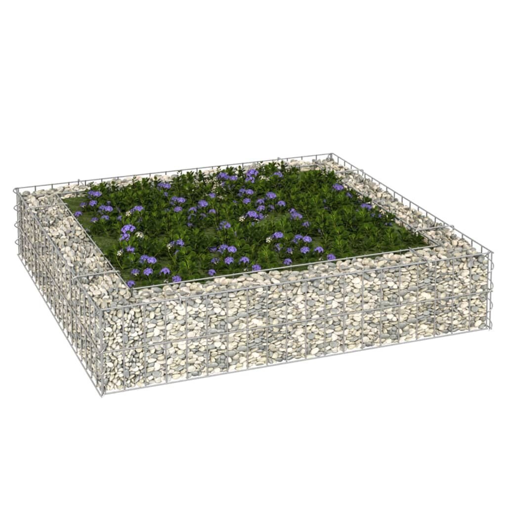 vidaXL gabions, augstā puķu kaste, cinkots tērauds, 100x100x20 cm cena un informācija | Balkona kastes | 220.lv