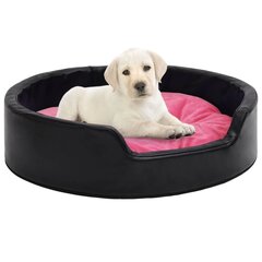 vidaXL suņu gulta, rozā ar melnu, 79x70x19 cm, plīšs, mākslīgā āda cena un informācija | Suņu gultas, spilveni, būdas | 220.lv