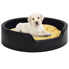 vidaXL suņu gulta, dzeltena ar melnu, 79x70x19 cm, plīšs, mākslīgā āda цена и информация | Лежаки, домики | 220.lv