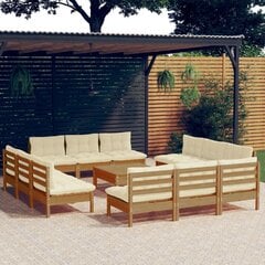 vidaXL 13-daļīgs dārza atpūtas mēbeļu komplekts ar matračiem, priede cena un informācija | Dārza mēbeļu komplekti | 220.lv